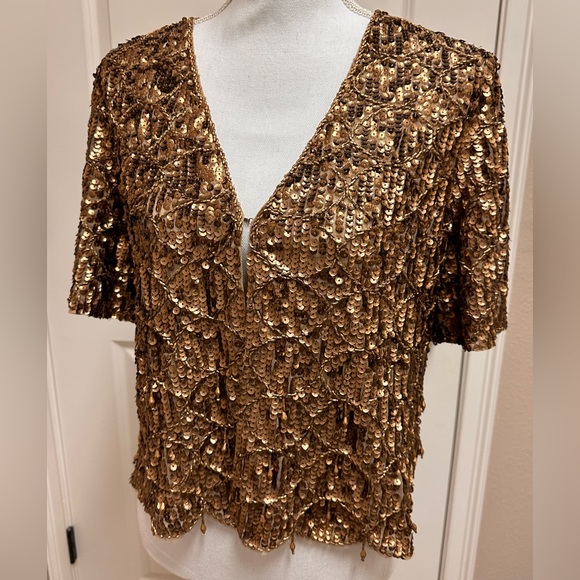 Chico's Tops - Chico’s bronze sequin bolero jacket~ Size 1
